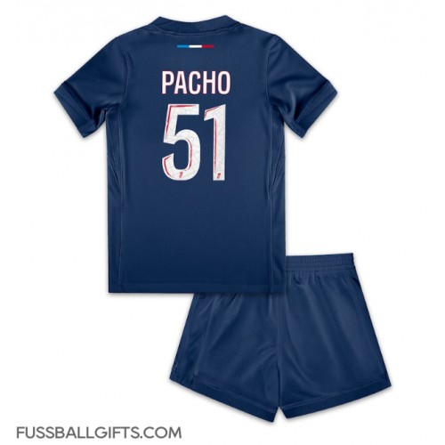 Paris Saint-Germain Willian Pacho #51 Fußballbekleidung Heimtrikot Kinder 2024-25 Kurzarm (+ kurze hosen)